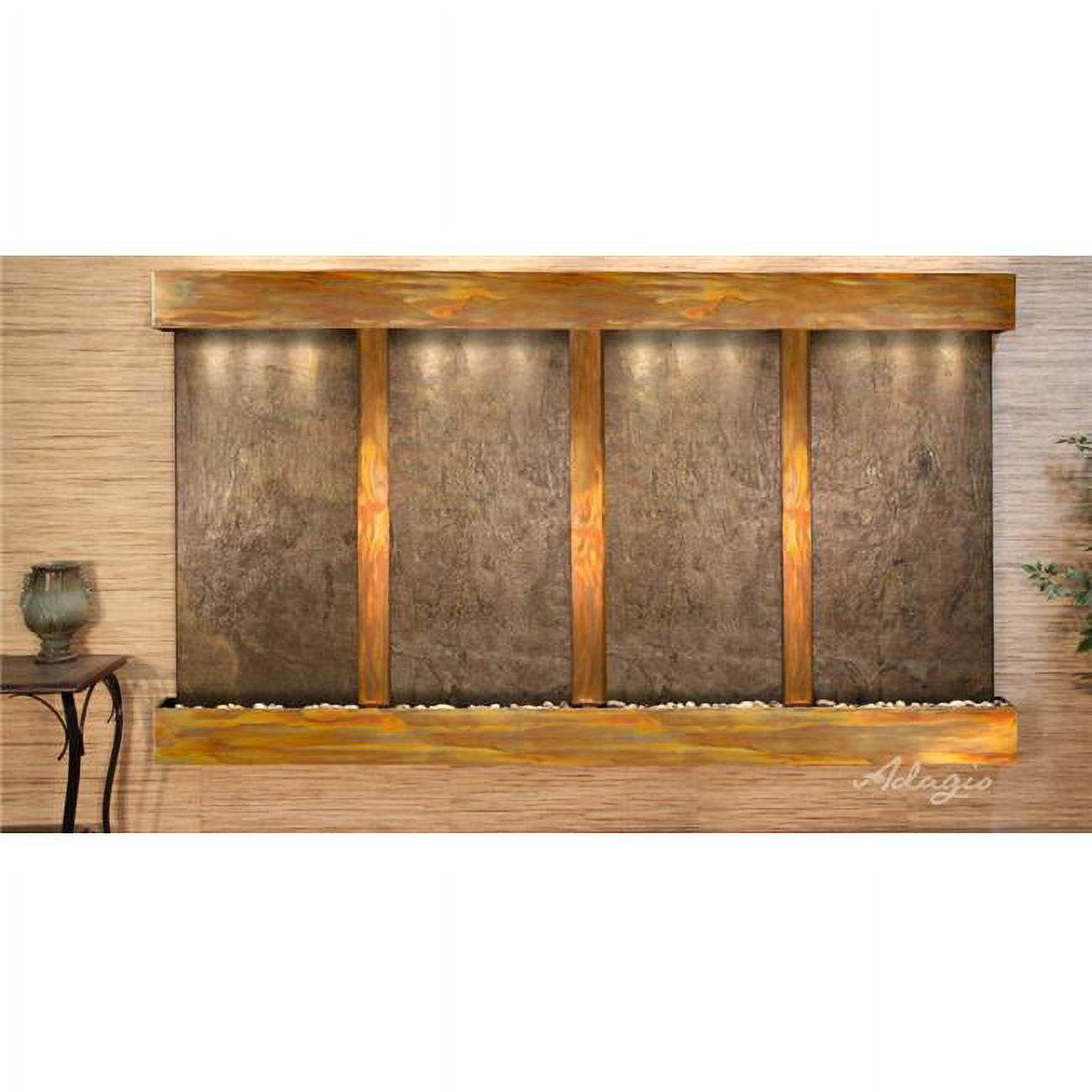 Regal Falls Square Rustic Copper Green Featherstone Wall Fountain