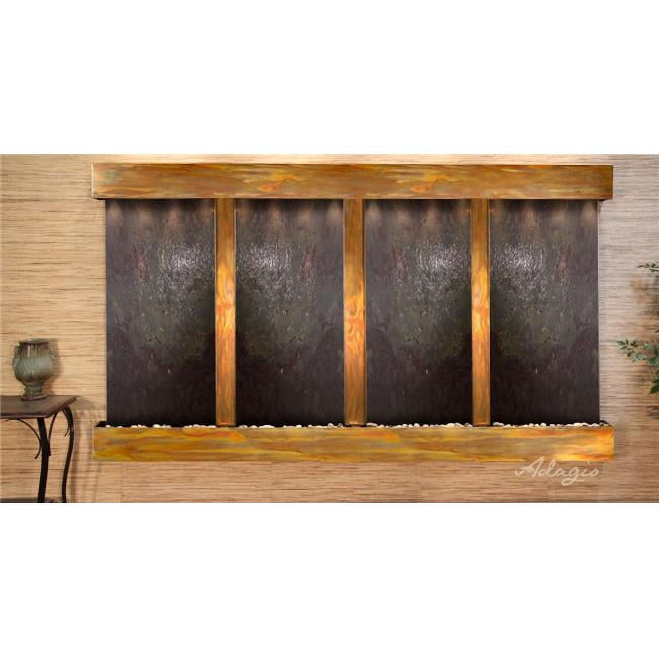 Regal Falls Square Rustic Copper Multi-Color Featherstone Wall Fountain
