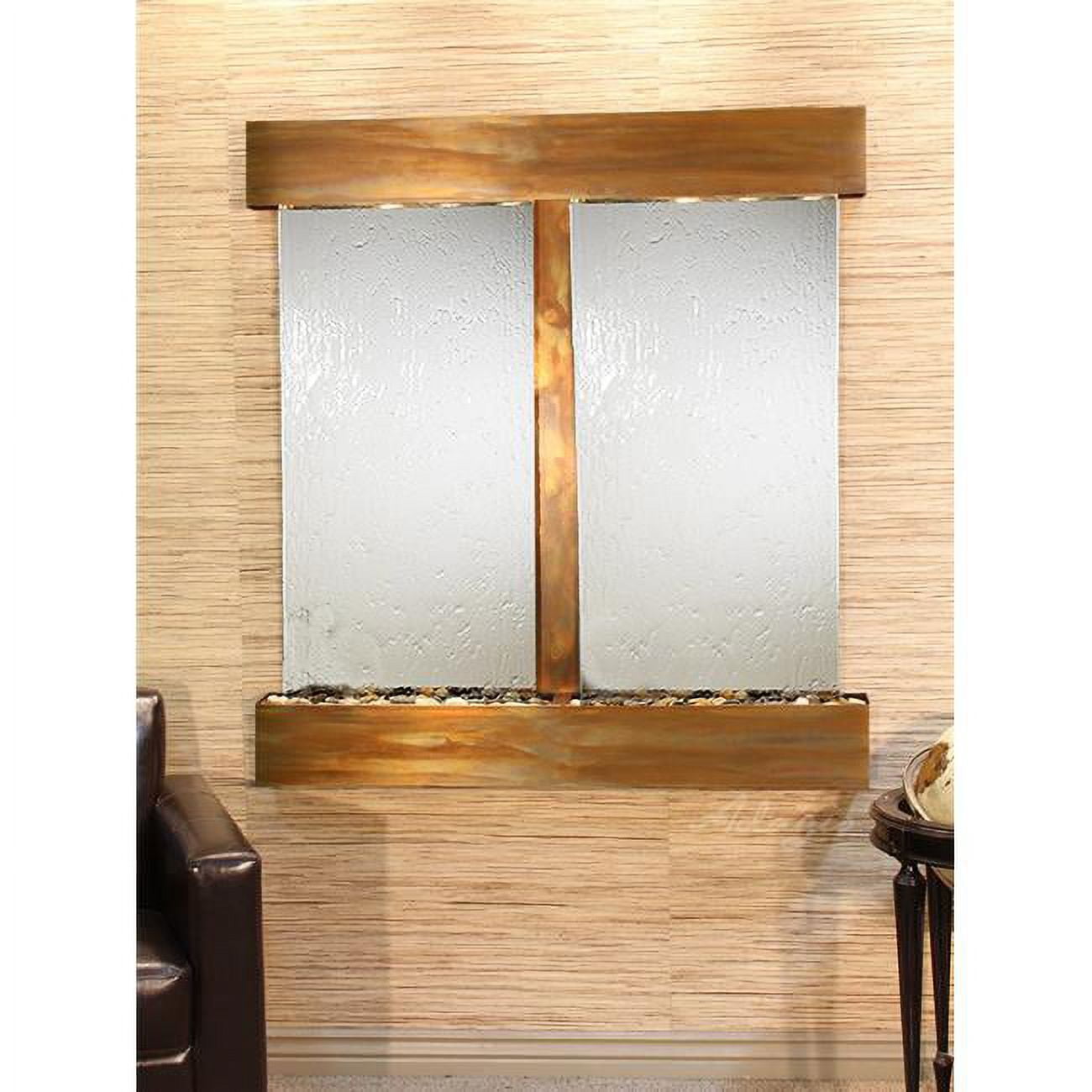 Regal Falls Square Rustic Copper Silver Mirror Wall Fountain
