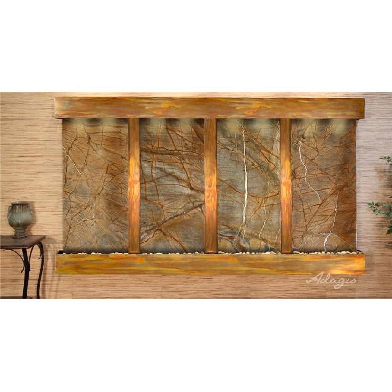 Regal Falls Square Rustic Copper Brown Marble Wall Fountain