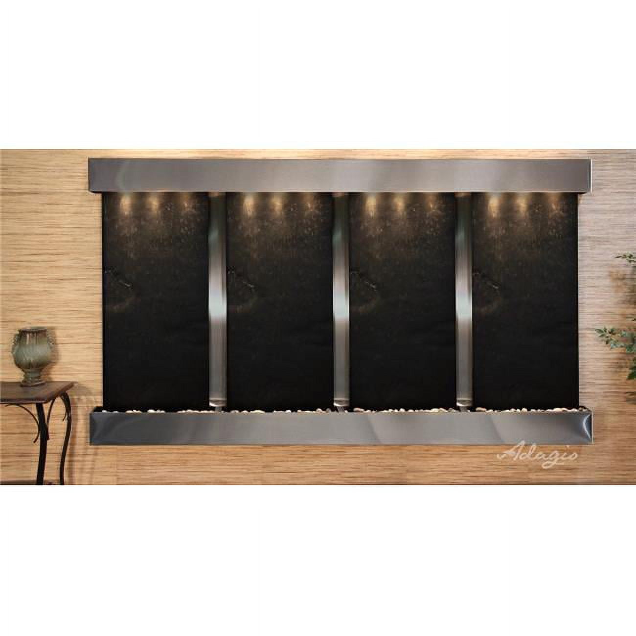 Regal Falls Square Stainless Steel Black Featherstone Wall Fountain