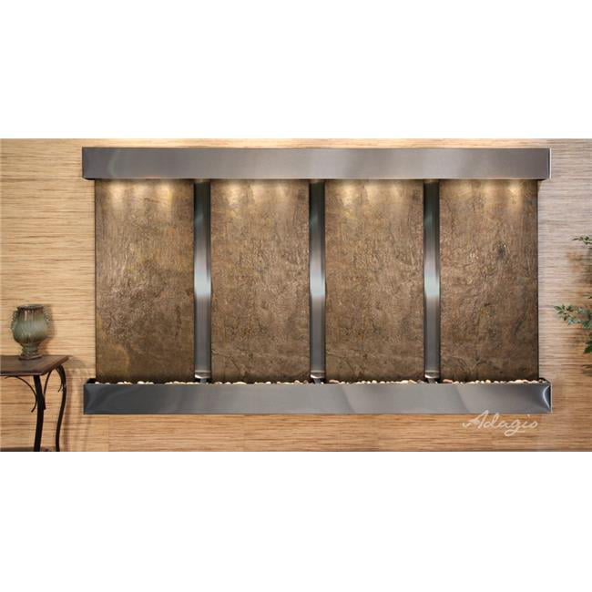 Regal Falls Square Stainless Steel Green Featherstone Wall Fountain
