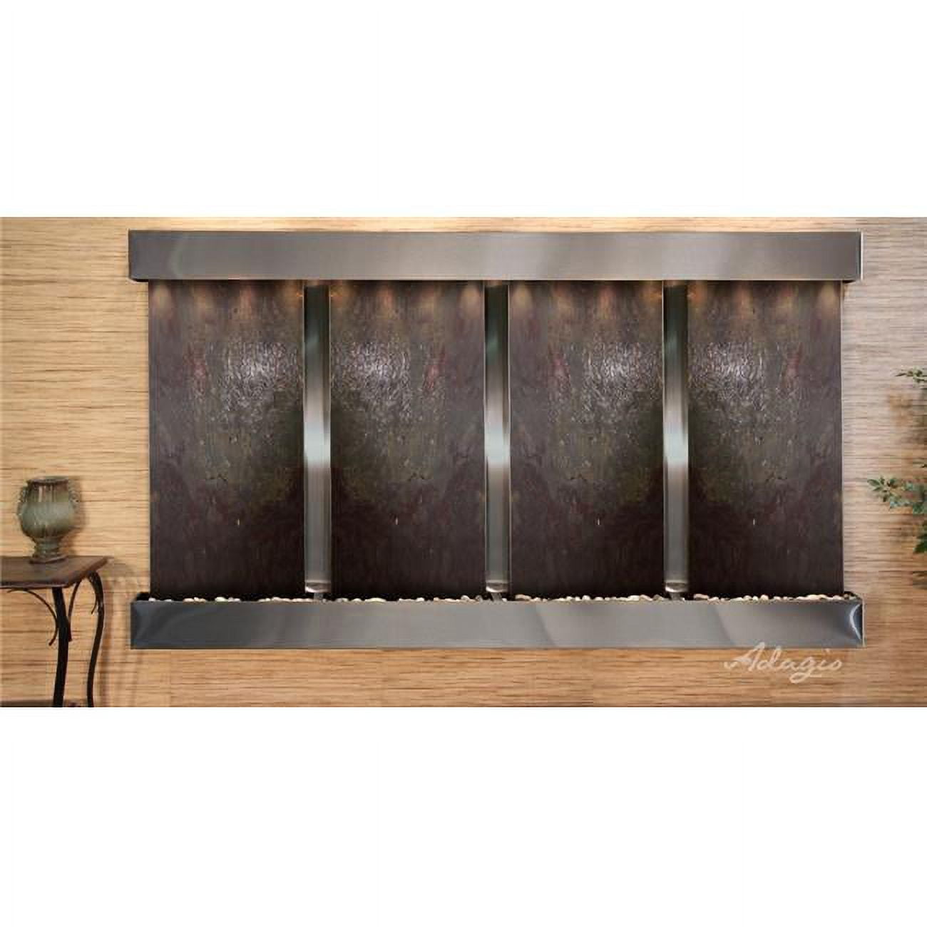 Regal Falls Square Stainless Steel Multi-Color Featherstone Wall Fountain