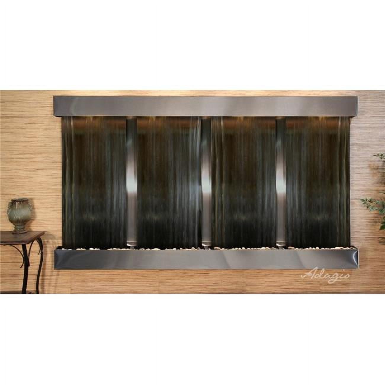 Regal Falls Square Stainless Steel Silver Mirror Wall Fountain