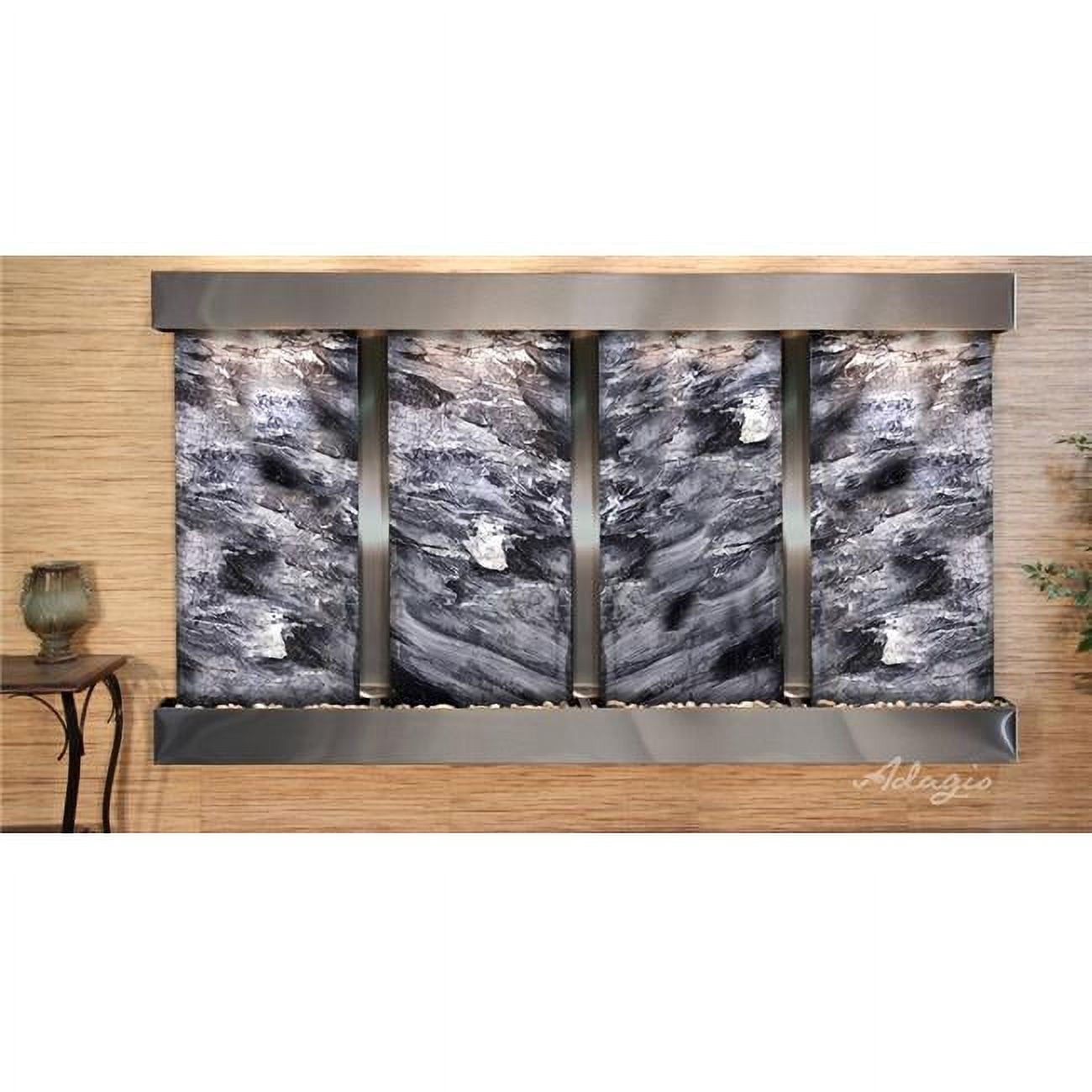 Regal Falls Square Stainless Steel Black Marble Wall Fountain