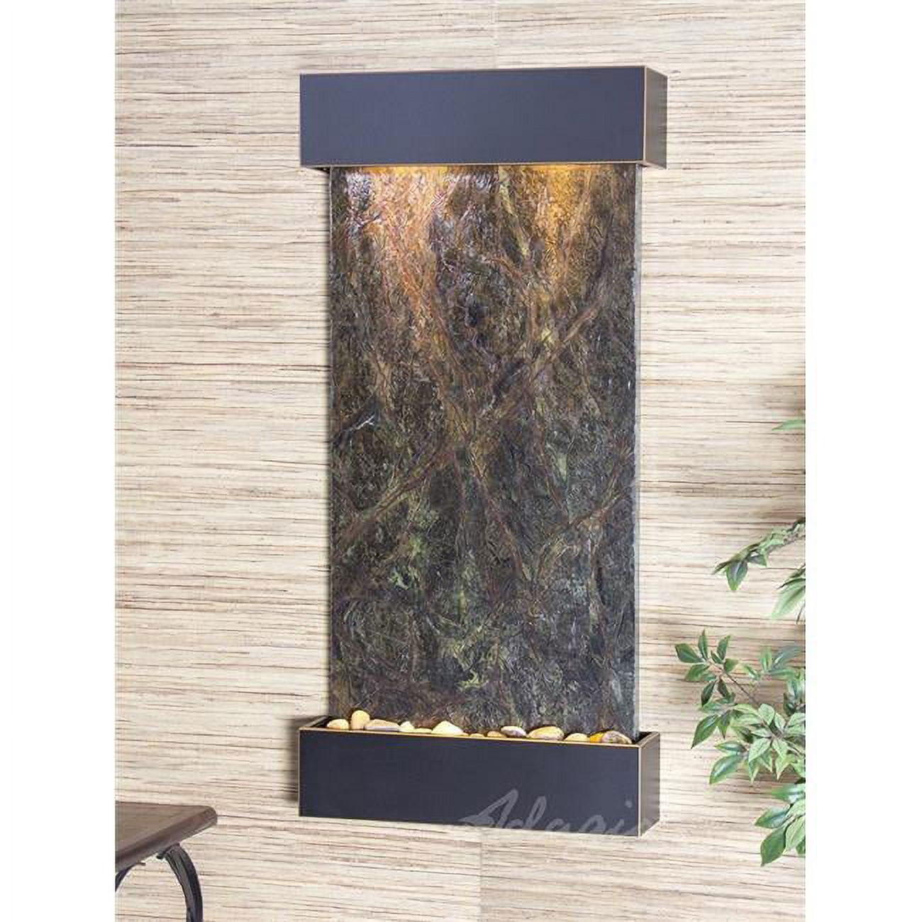 Whispering Creek Blackened Copper Green Marble Wall Fountain