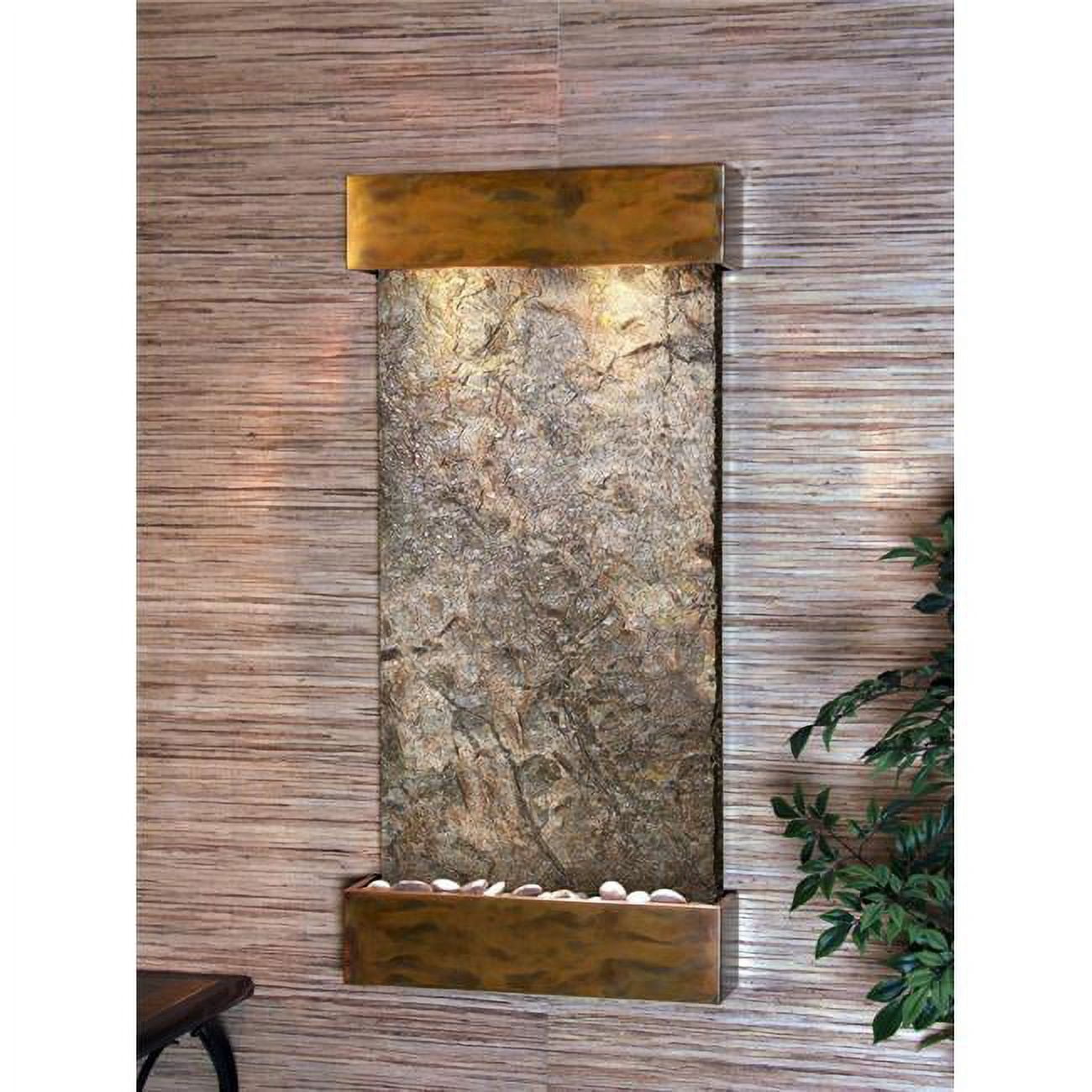 WCS1002 Whispering Creek Rustic Copper Green Natural Slate Wall Fountain