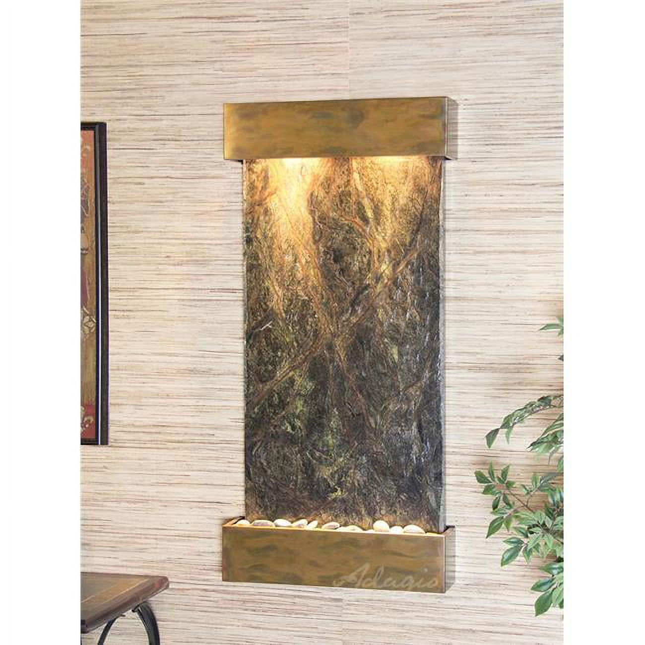 Whispering Creek Rustic Copper Green Marble Wall Fountain
