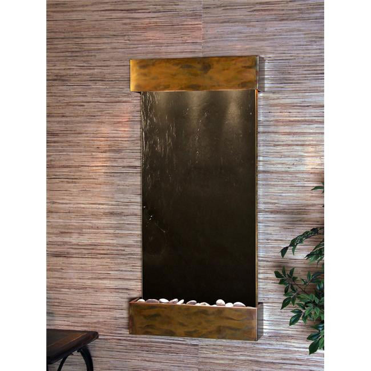 Whispering Creek Rustic Copper Black Featherstone Wall Fountain