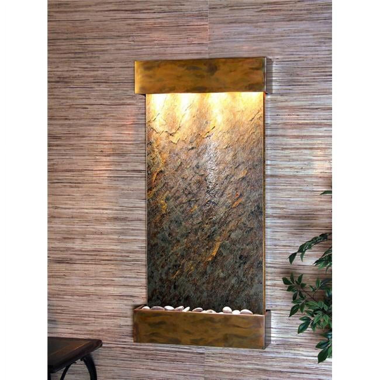 Whispering Creek Rustic Copper Green Featherstone Wall Fountain