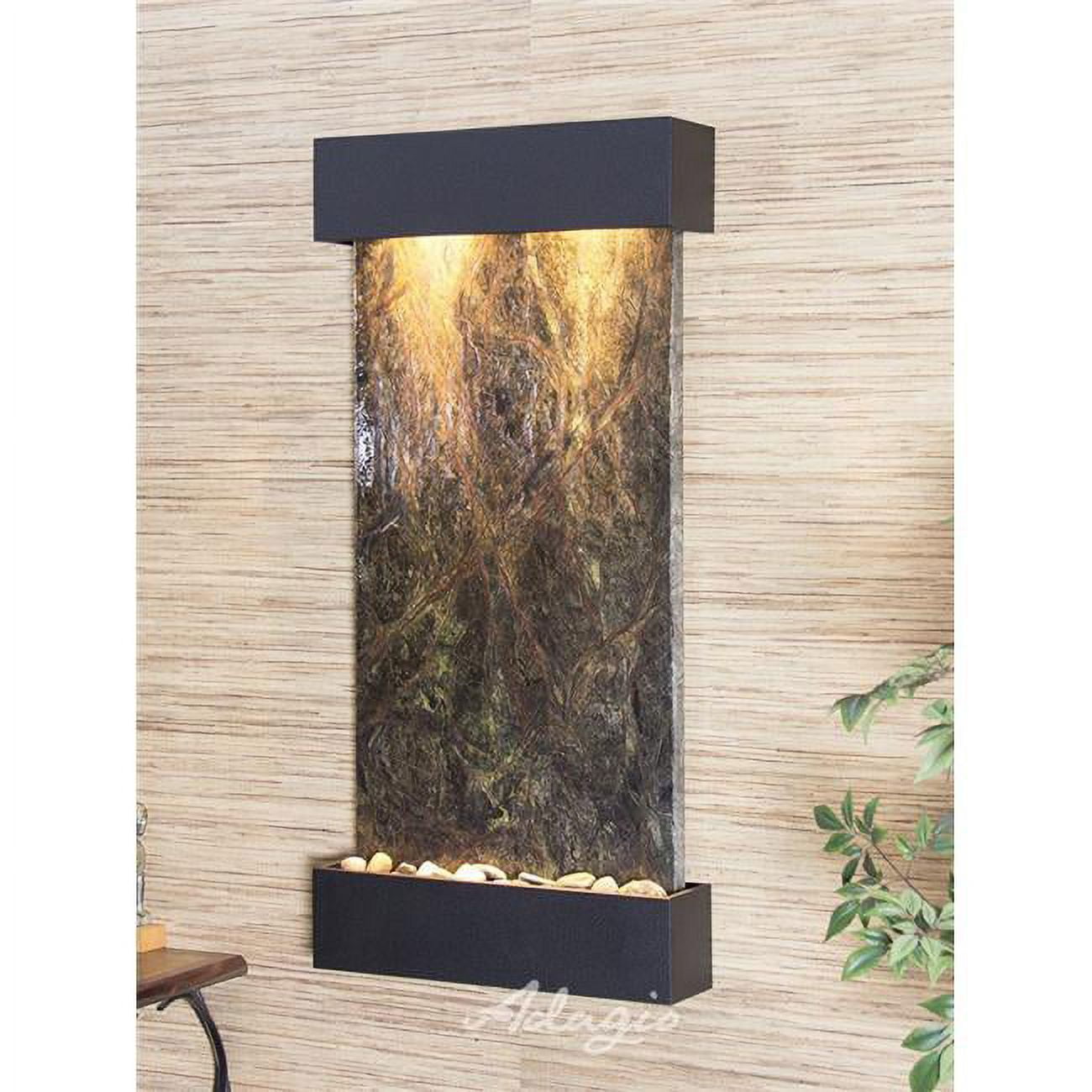 Whispering Creek Textured Black Green Marble Wall Fountain