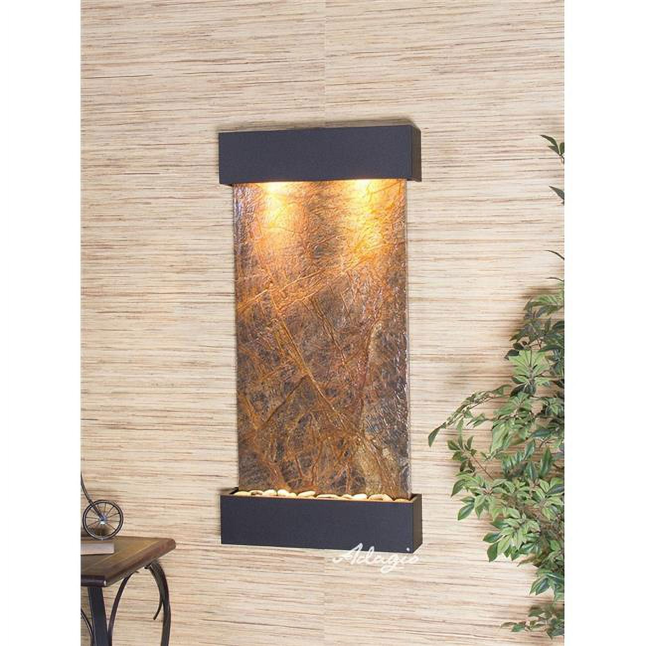 Whispering Creek Textured Black Brown Marble Wall Fountain