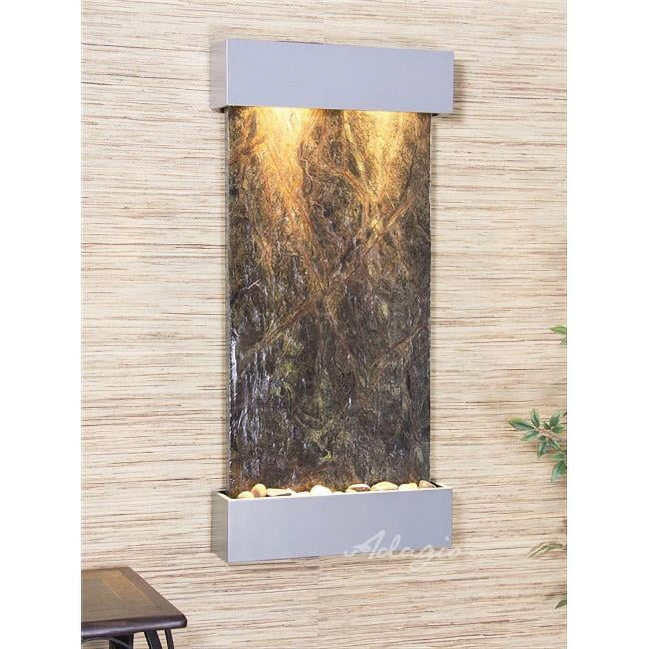 Whispering Creek Silver Metallic Green Marble Wall Fountain