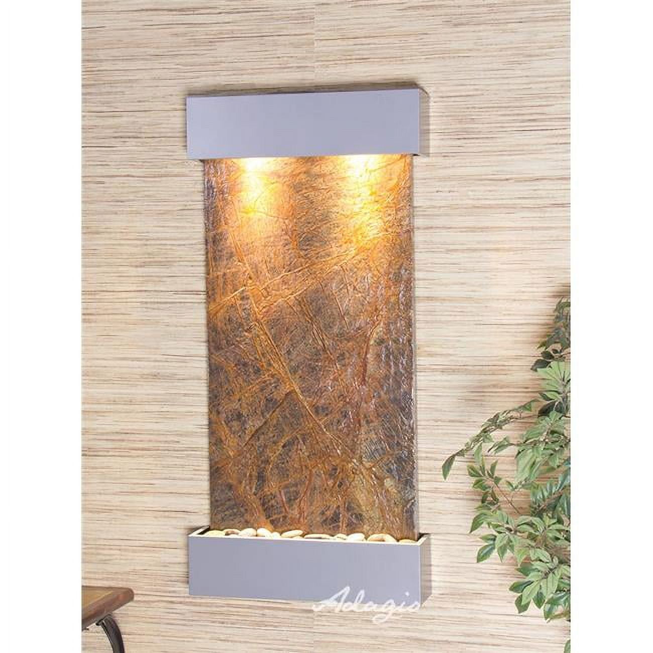 Whispering Creek Silver Metallic Brown Marble Wall Fountain