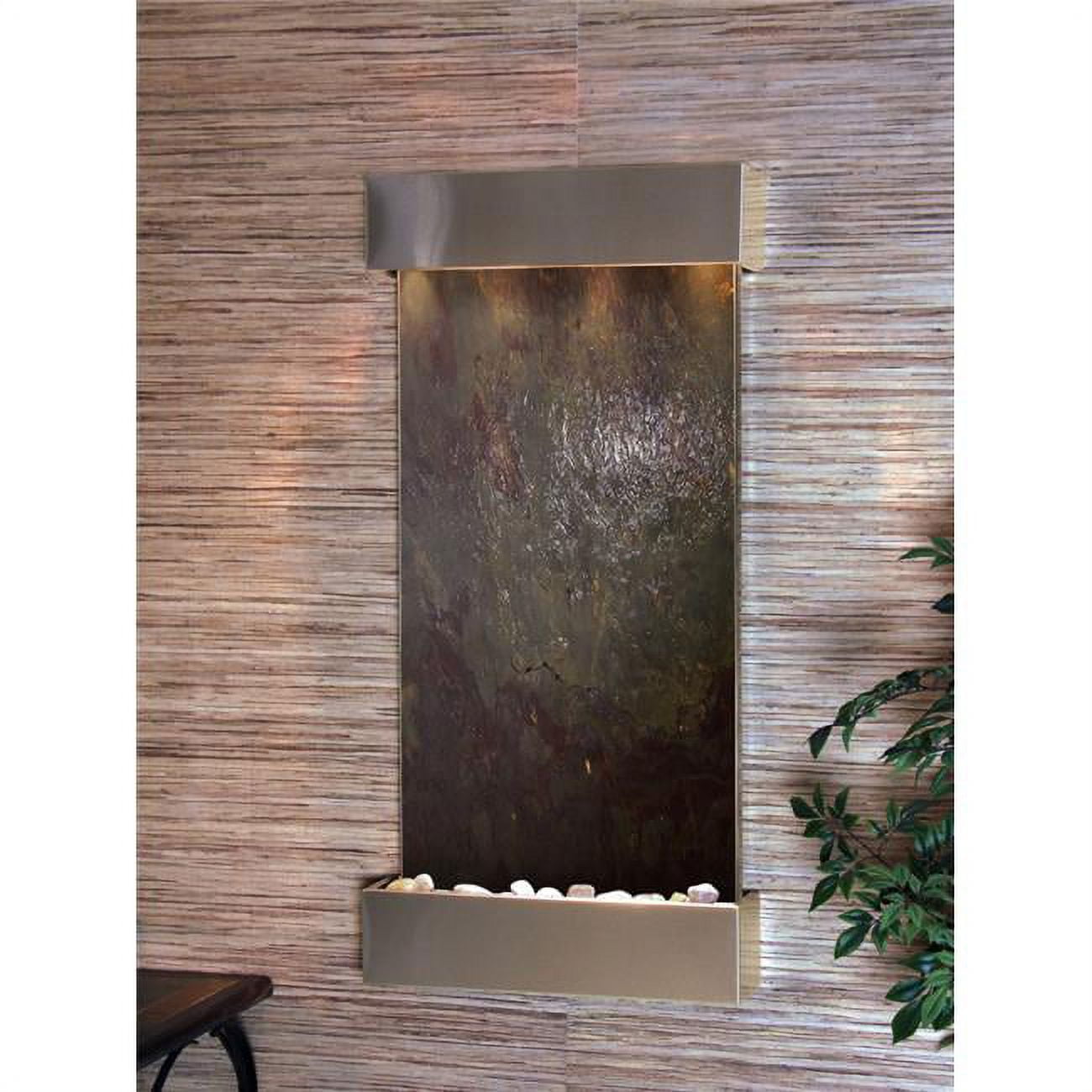 Whispering Creek Stainless Steel Multicolor Featherstone Wall Fountain