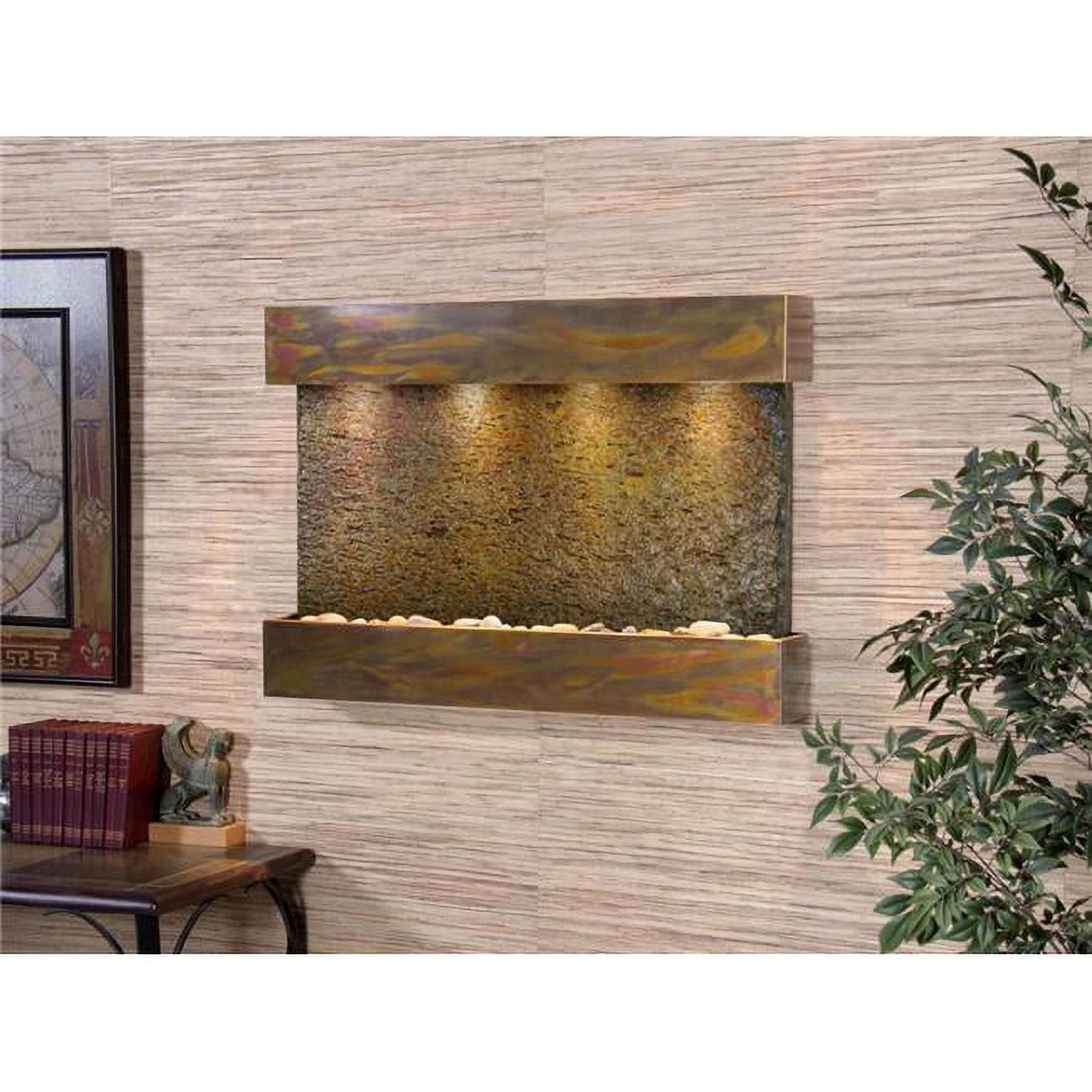 Reflection Creek Rustic Copper Multicolor Natural Slate Wall Fountain
