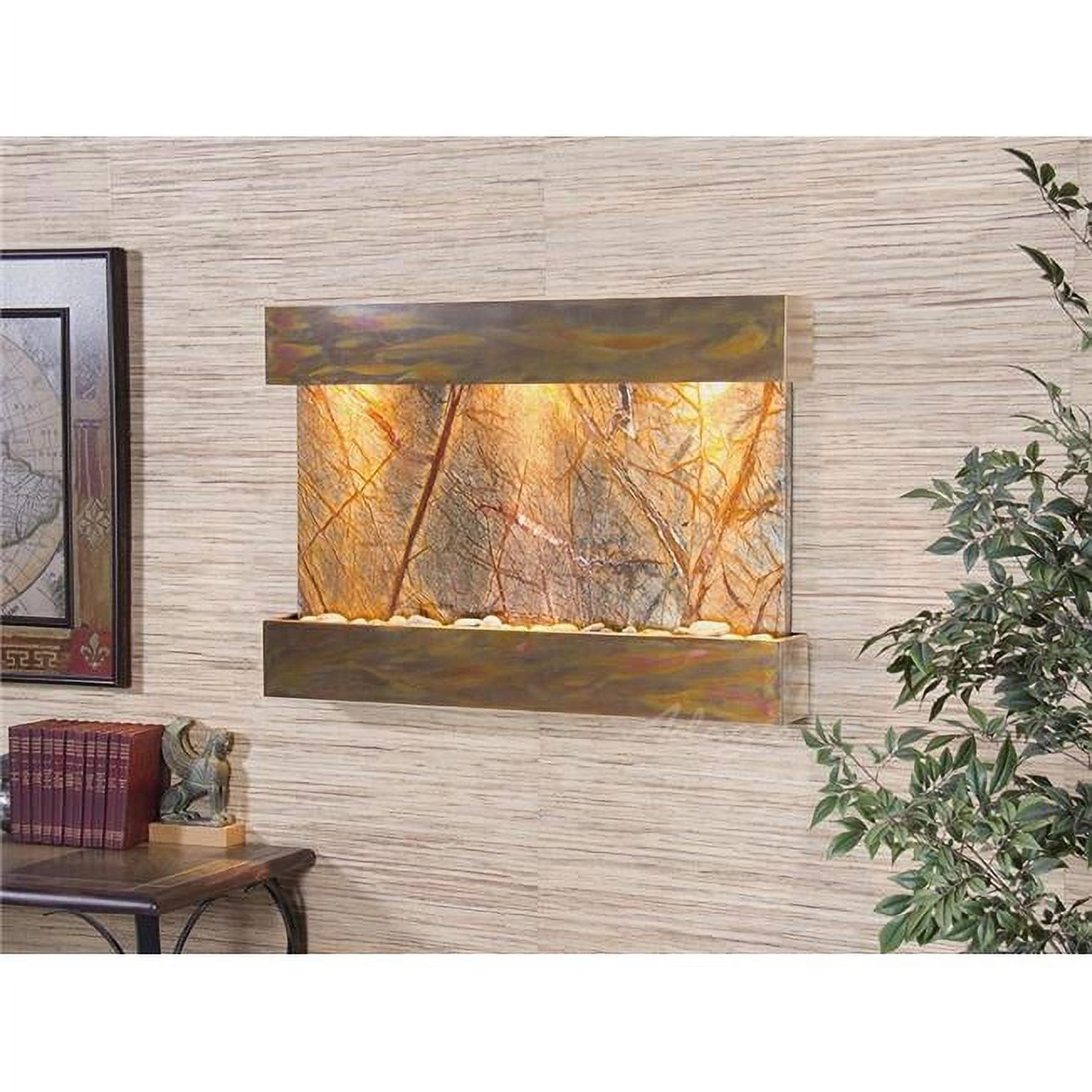 Reflection Creek Rustic Copper Brown-Marble Wall Fountain