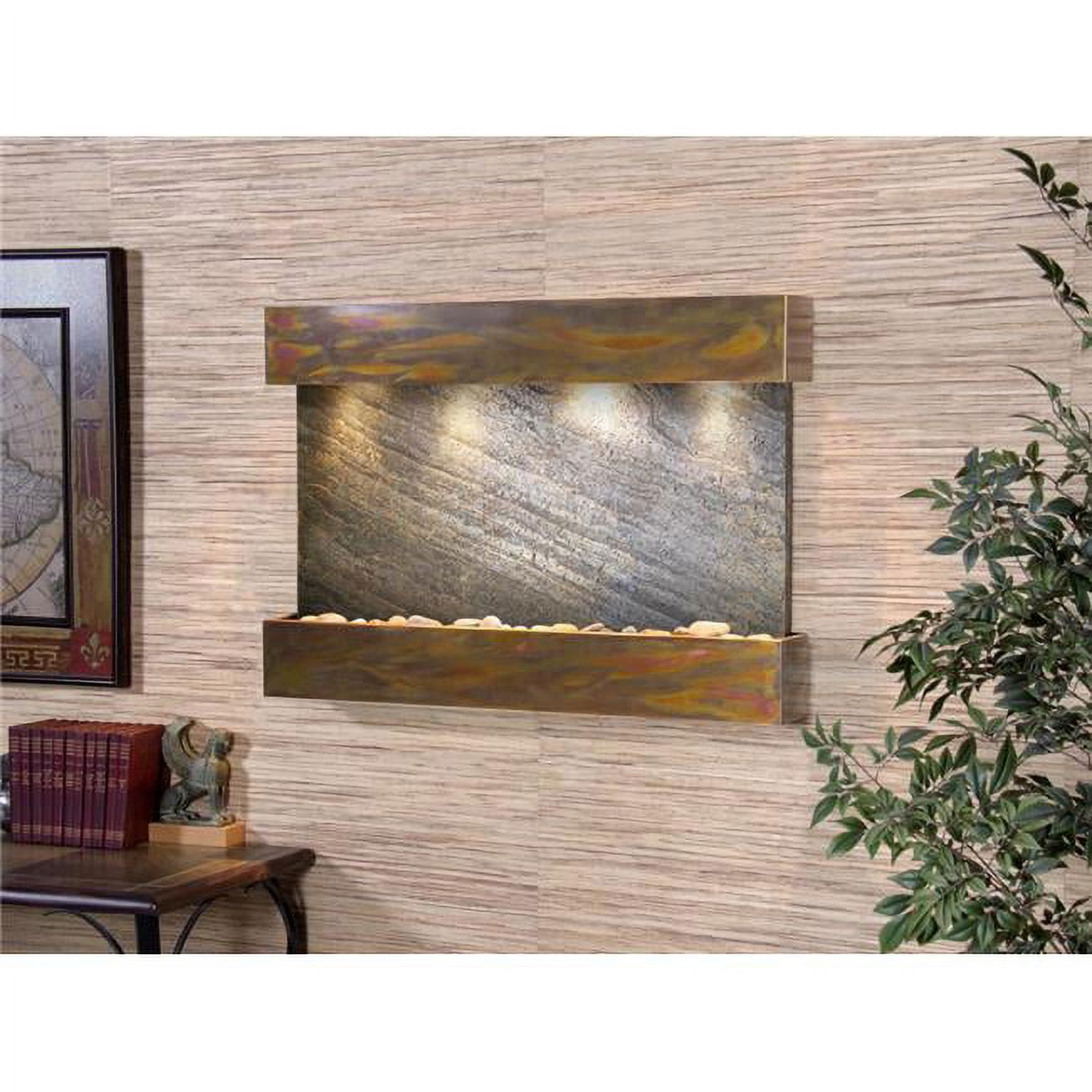 Reflection Creek Rustic Copper Green Featherstone Wall Fountain - Green