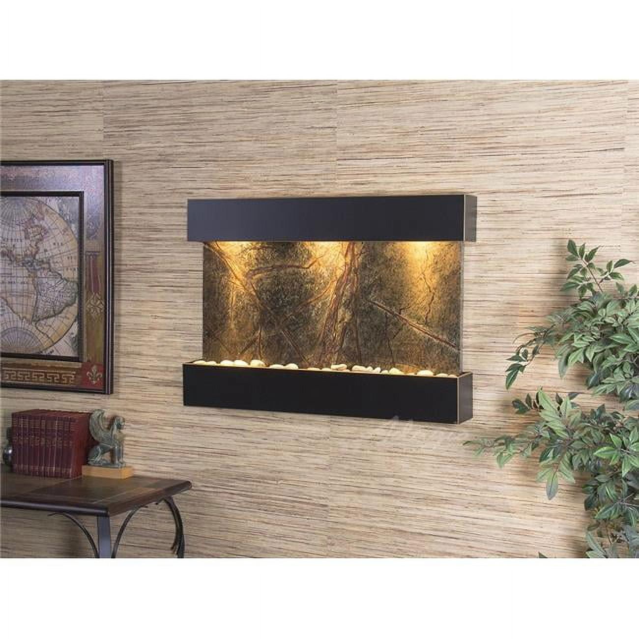 RCS1505 Reflection Creek Blackened Copper Green-Marble Wall Fountain