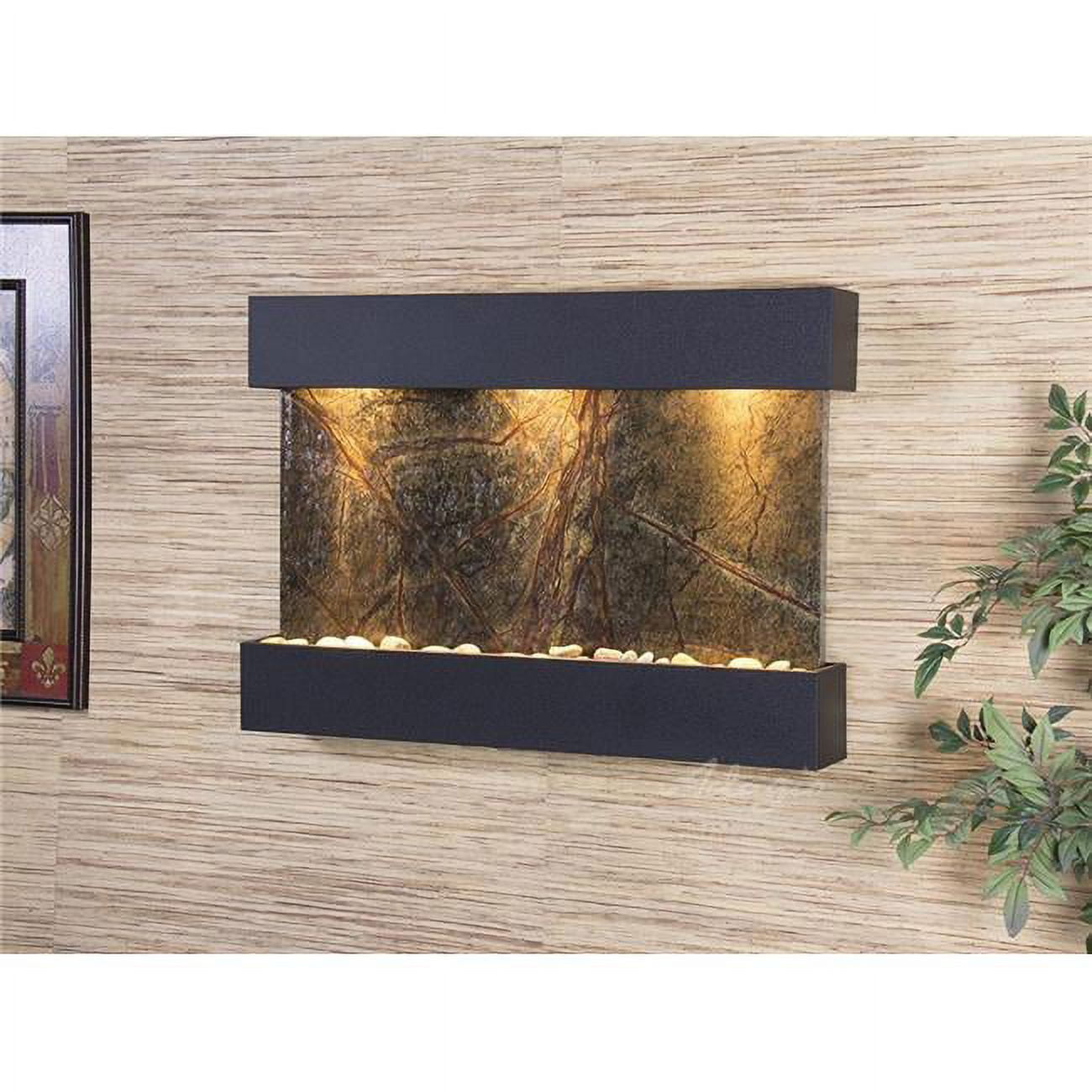Reflection Creek Textured Black Green-Marble Wall Fountain