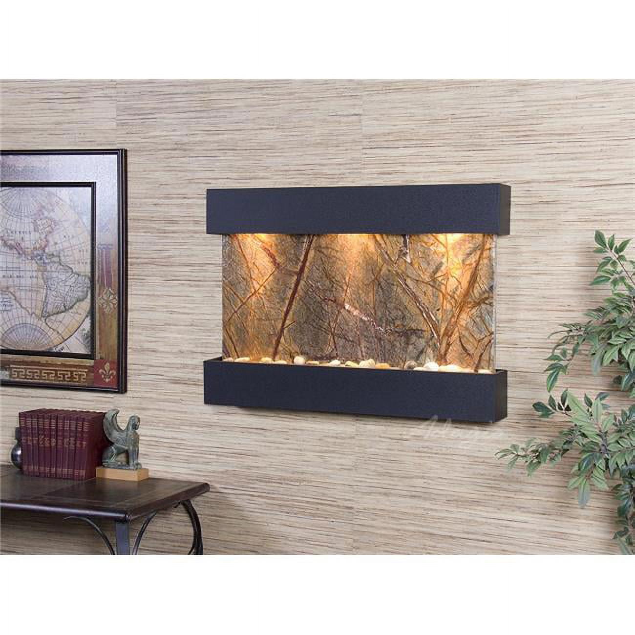 Reflection Creek Textured Black Brown-Marble Wall Fountain