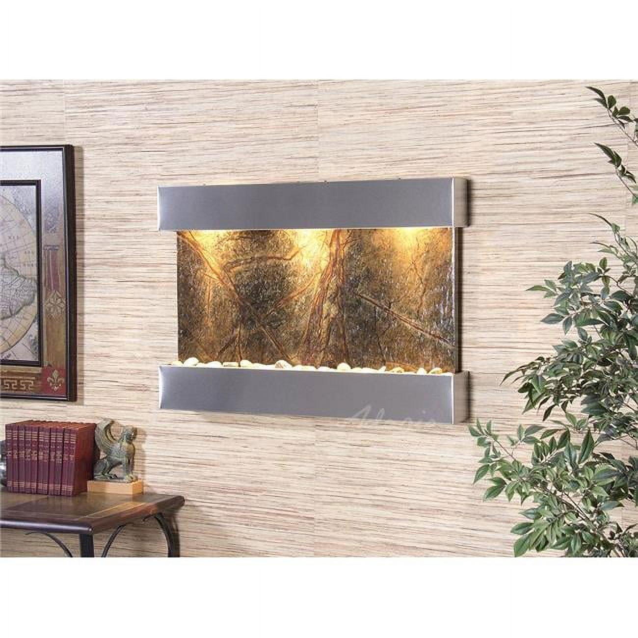 RCS2005 Reflection Creek Stainless Steel Green-Marble Wall Fountain