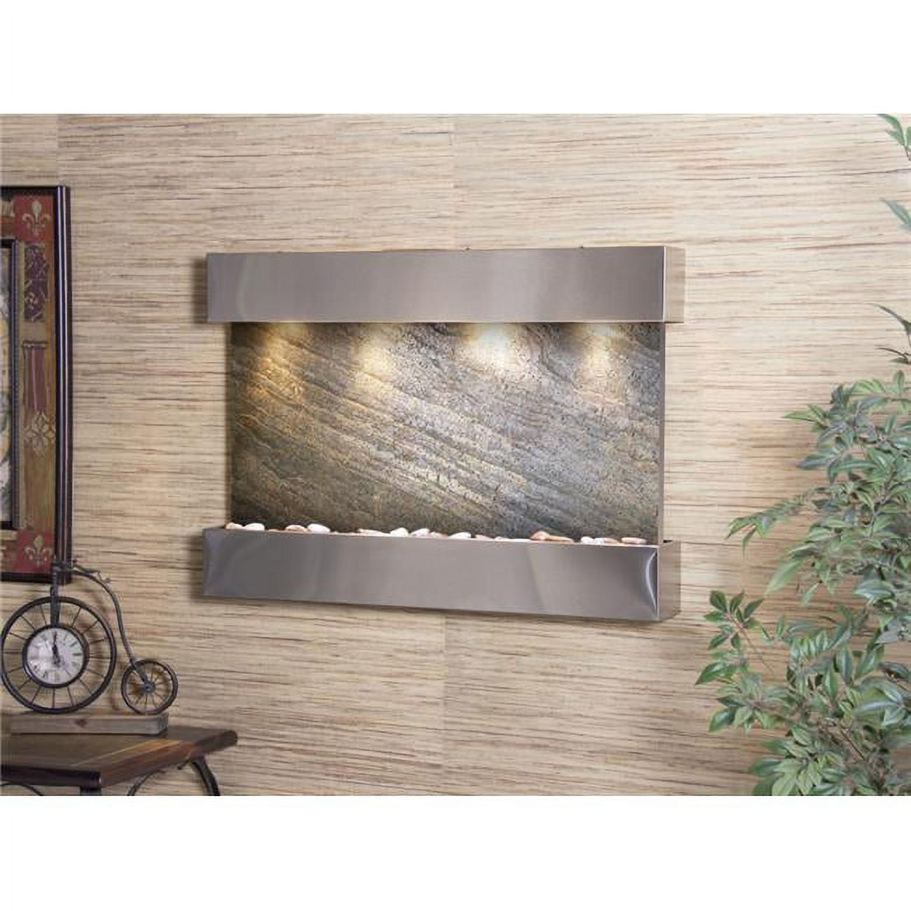 RCS2012 Reflection Creek Stainless Steel Green Featherstone Wall Fountain