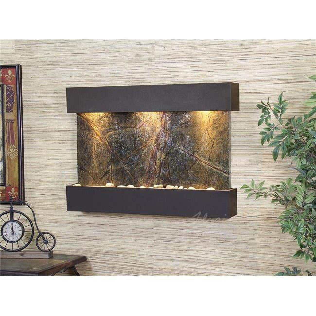 Reflection Creek Antique Bronze Green-Marble Wall Fountain