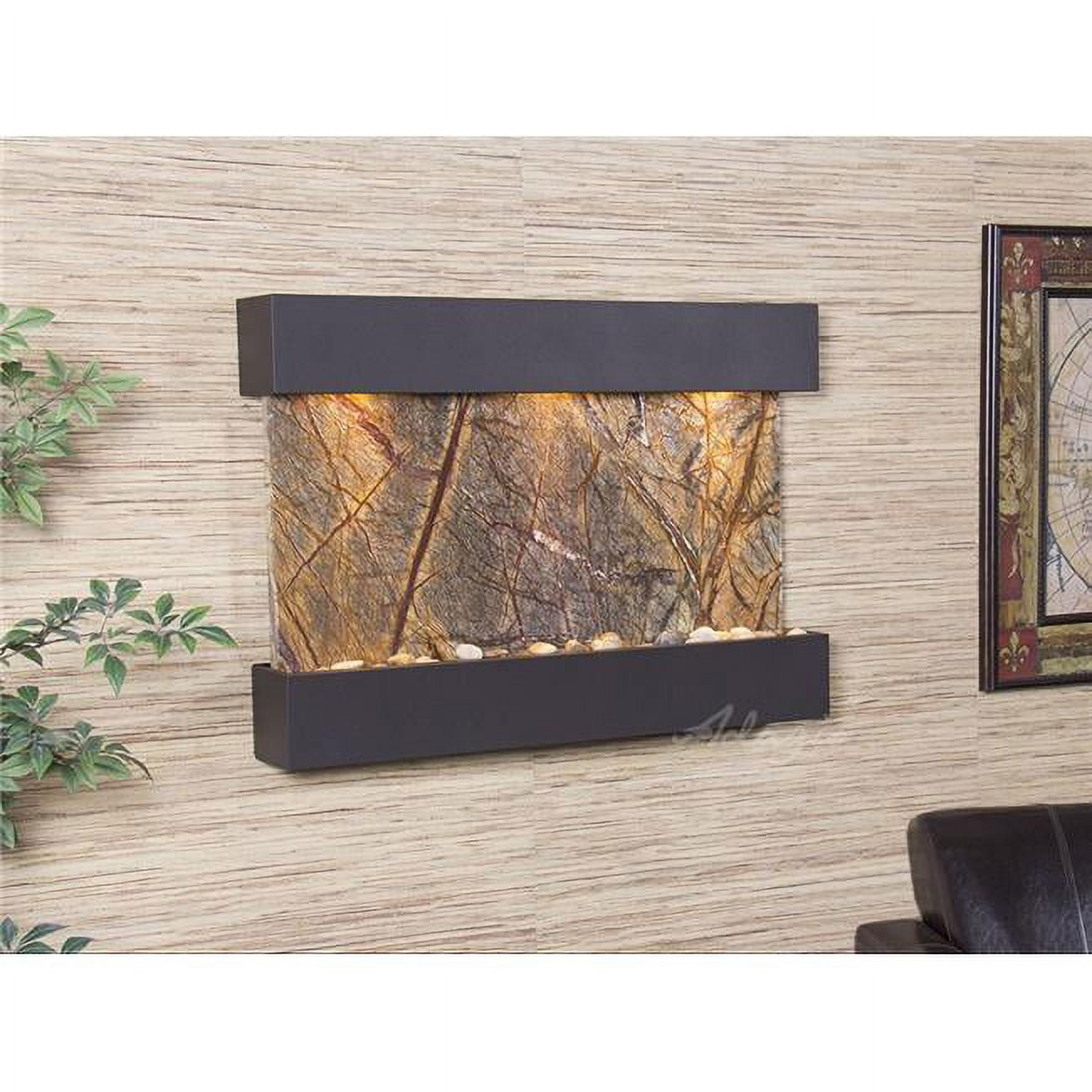 Reflection Creek Antique Bronze Brown-Marble Wall Fountain