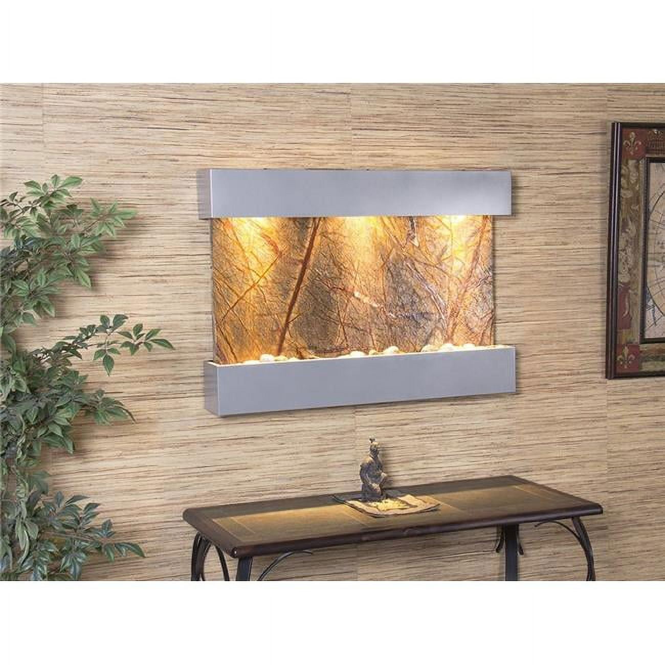 Reflection Creek Silver Metallic Brown-Marble Wall Fountain