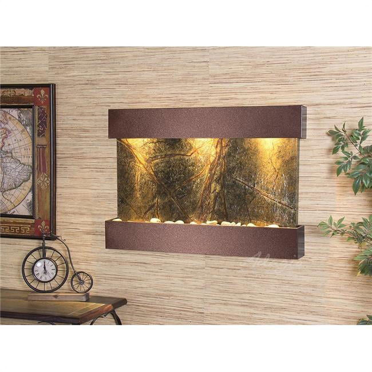 Reflection Creek Copper Vein Green-Marble Wall Fountain - Green