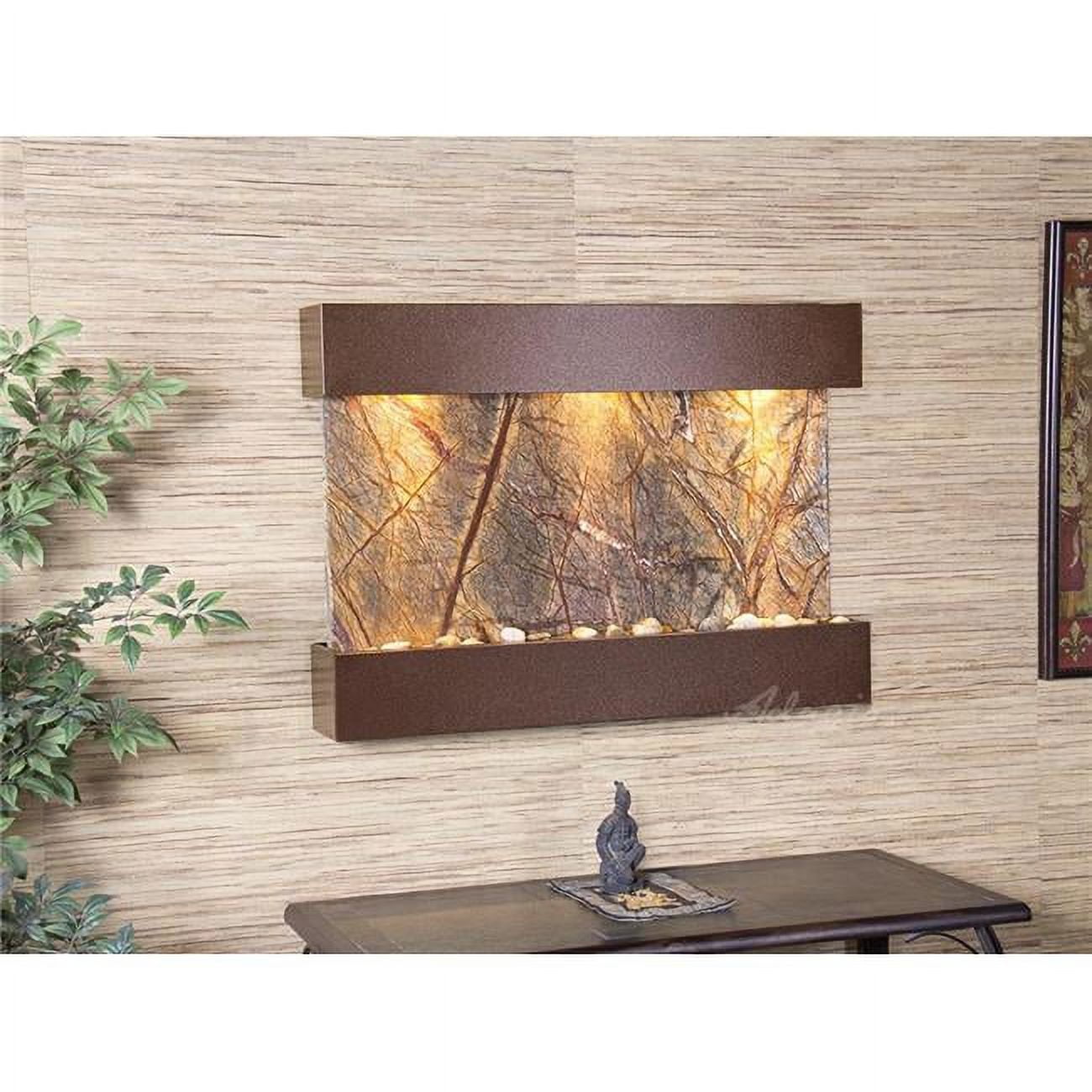 Reflection Creek Copper Vein Brown-Marble Wall Fountain
