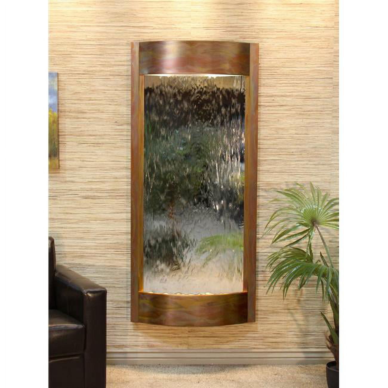 Pacifica Waters Rustic Copper Silver Mirror Wall Fountain
