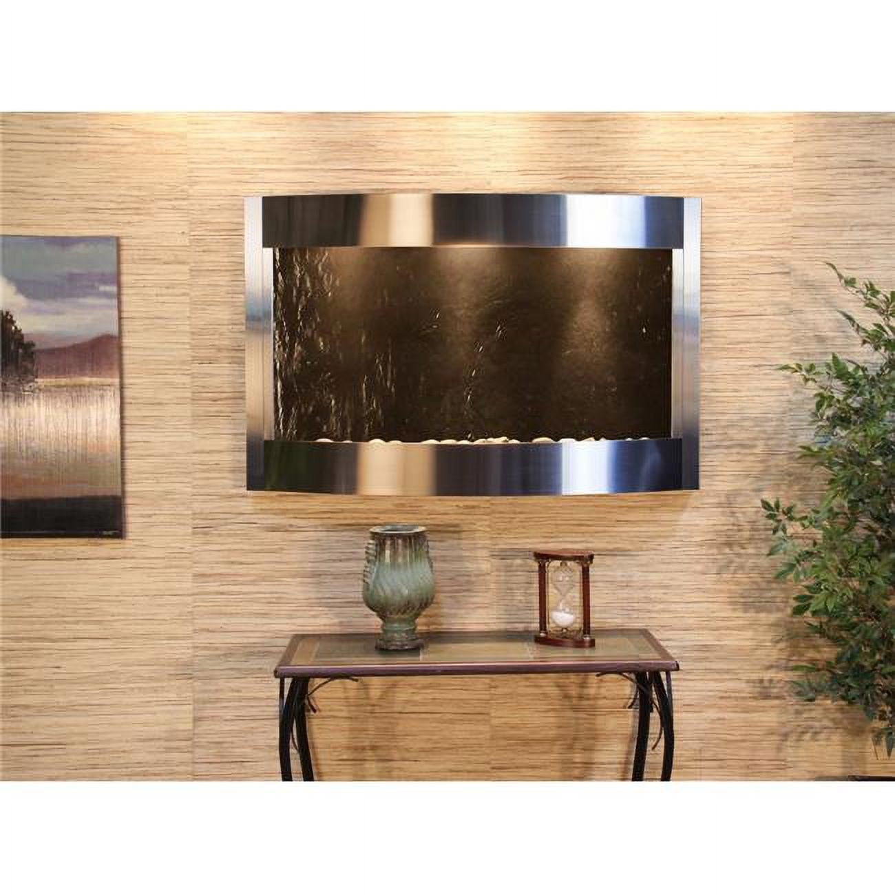 Calming Waters Stainless Steel Black Featherstone Wall Fountain