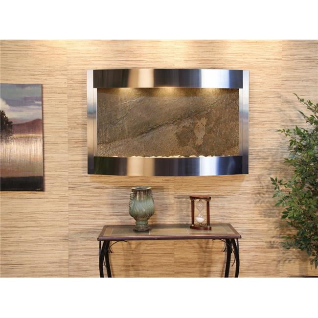 CWA2012 Calming Waters Stainless Steel Green Featherstone Wall Fountain