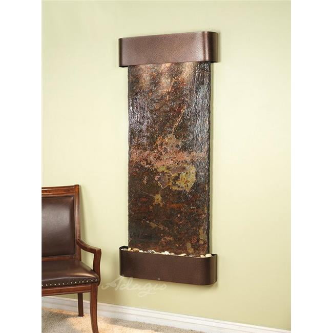 Inspiration Falls Round Copper Vein Multicolor Natural Slate Wall Fountain