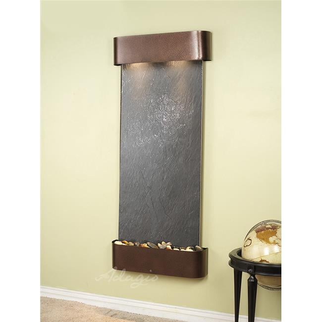 Inspiration Falls Round Copper Vein Black Featherstone Wall Fountain