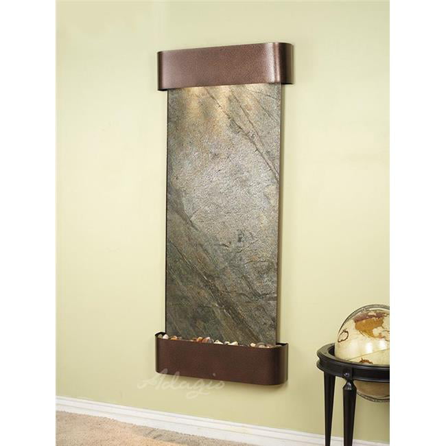 Inspiration Falls Round Copper Vein Green Featherstone Wall Fountain
