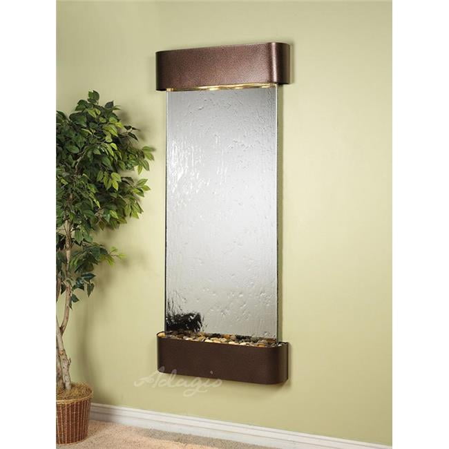 Inspiration Falls Round Copper Vein Silver Mirror Wall Fountain