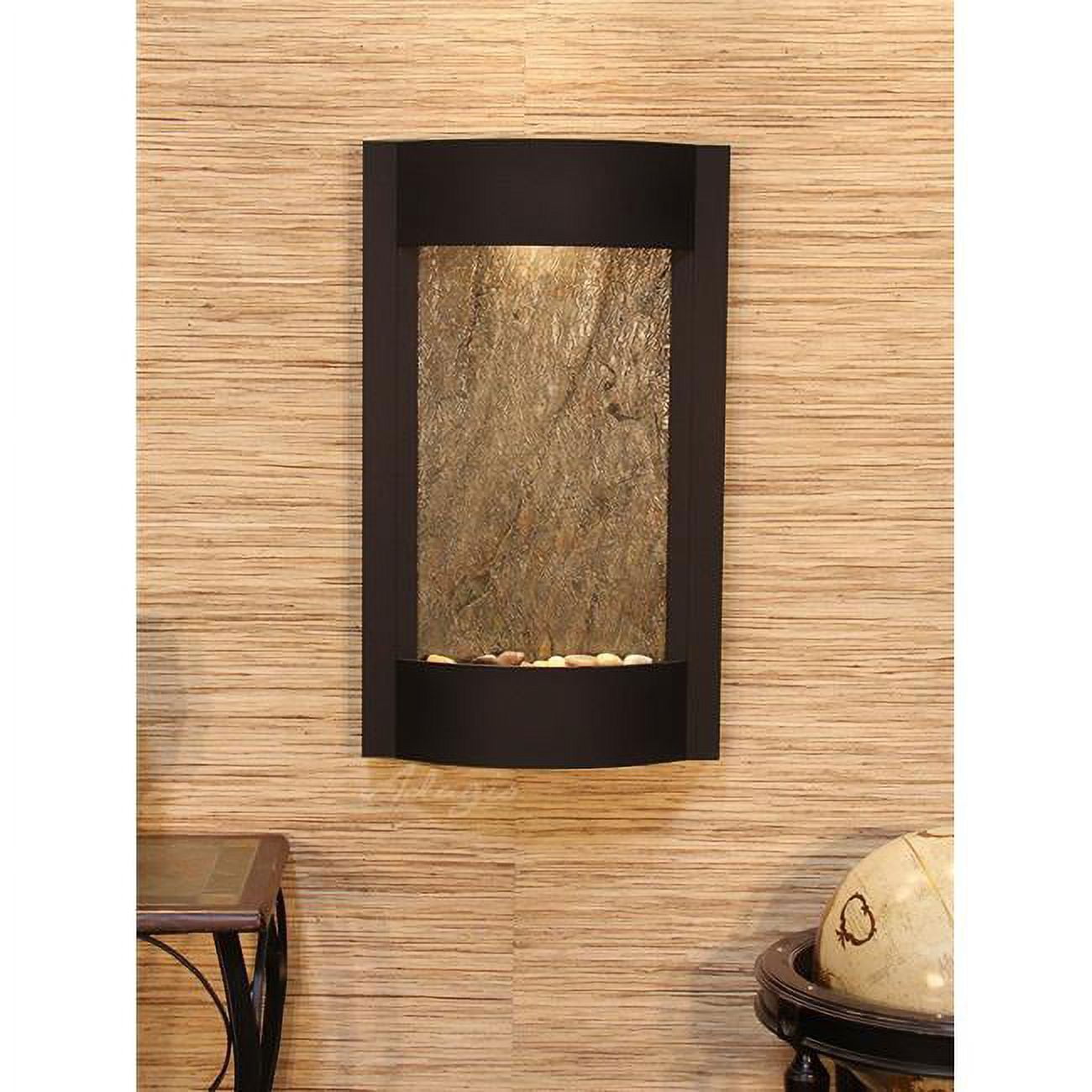 Serene Waters Textured Black Green Featherstone Wall Fountain