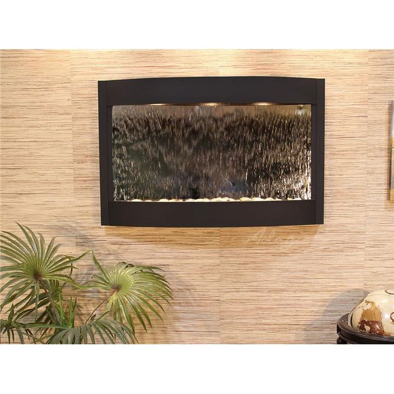 Calming Waters Textured Black Silver Mirror Wall Fountain