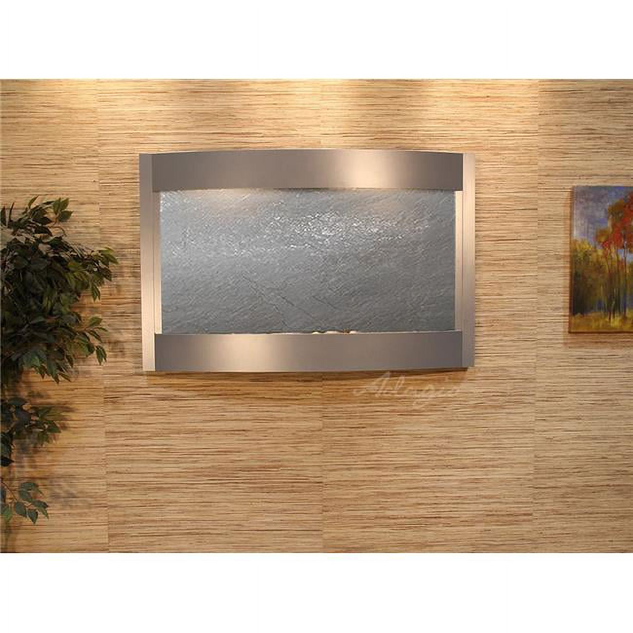 Calming Waters Silver Metallic Black Featherstone Wall Fountain
