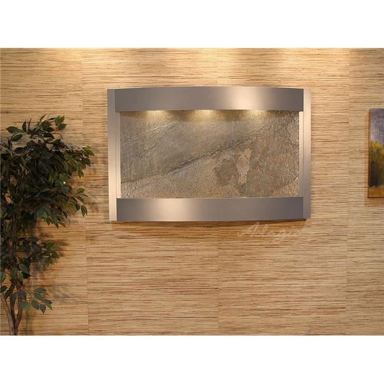 Calming Waters Silver Metallic Green Featherstone Wall Fountain