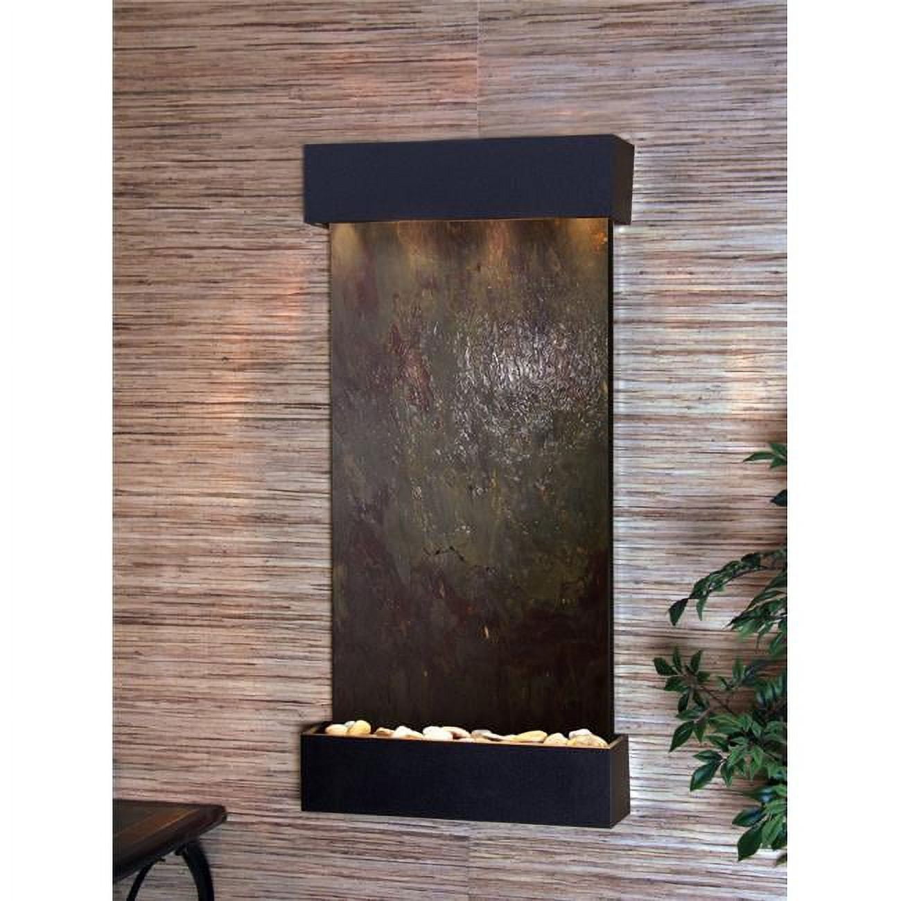Whispering Creek Textured Black Multicolor Featherstone Wall Fountain