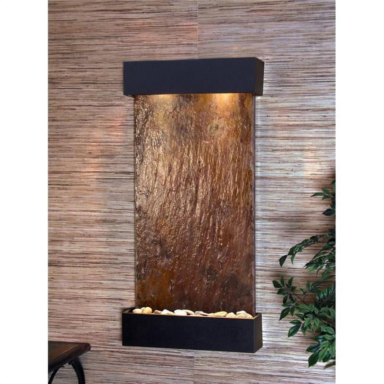Whispering Creek Textured Black Multicolor Natural Slate Wall Fountain