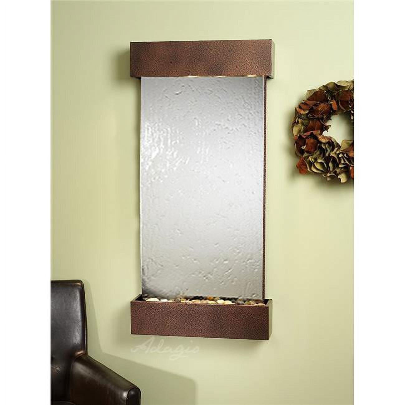 Whispering Creek Textured Black Silver Mirror Wall Fountain