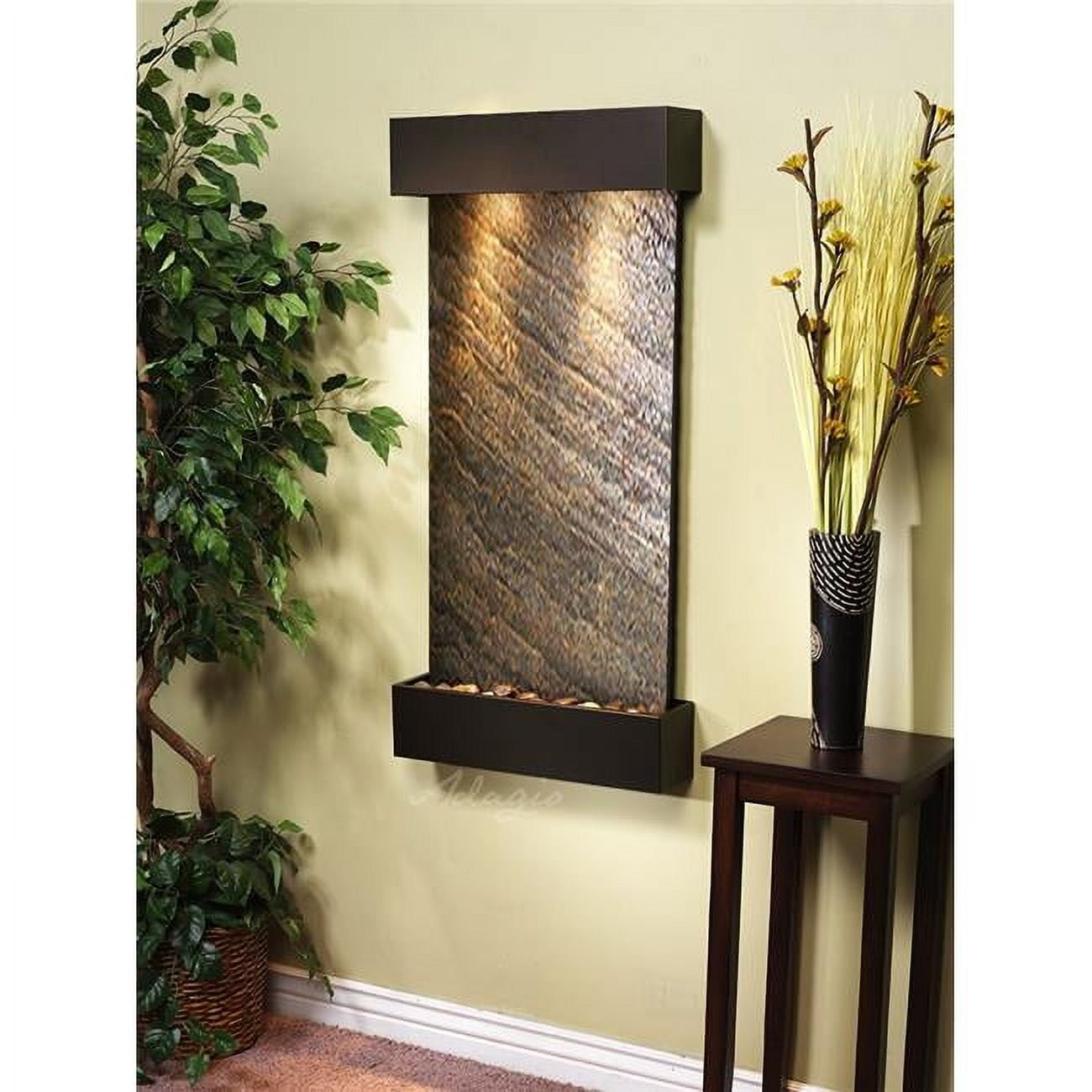 Whispering Creek Antique Bronze Green Featherstone Wall Fountain