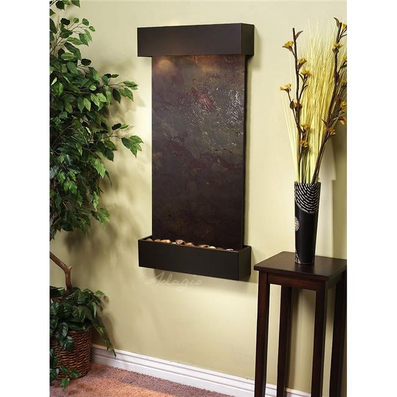 WCS3514 Whispering Creek Antique Bronze Multicolor Featherstone Wall Fountain