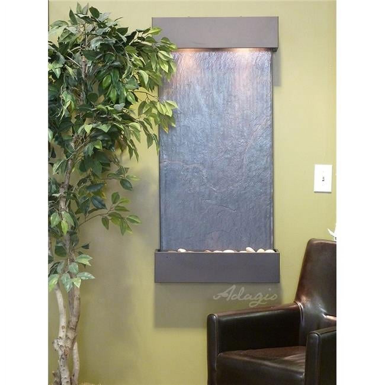 Whispering Creek Silver Metallic Black Featherstone Wall Fountain