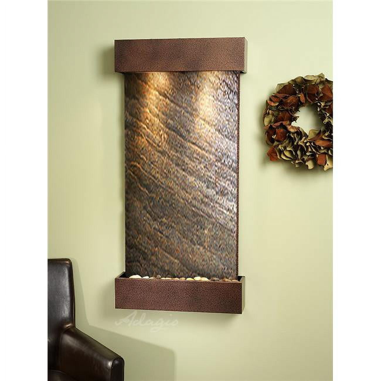 Whispering Creek Copper Vein Green Featherstone Wall Fountain